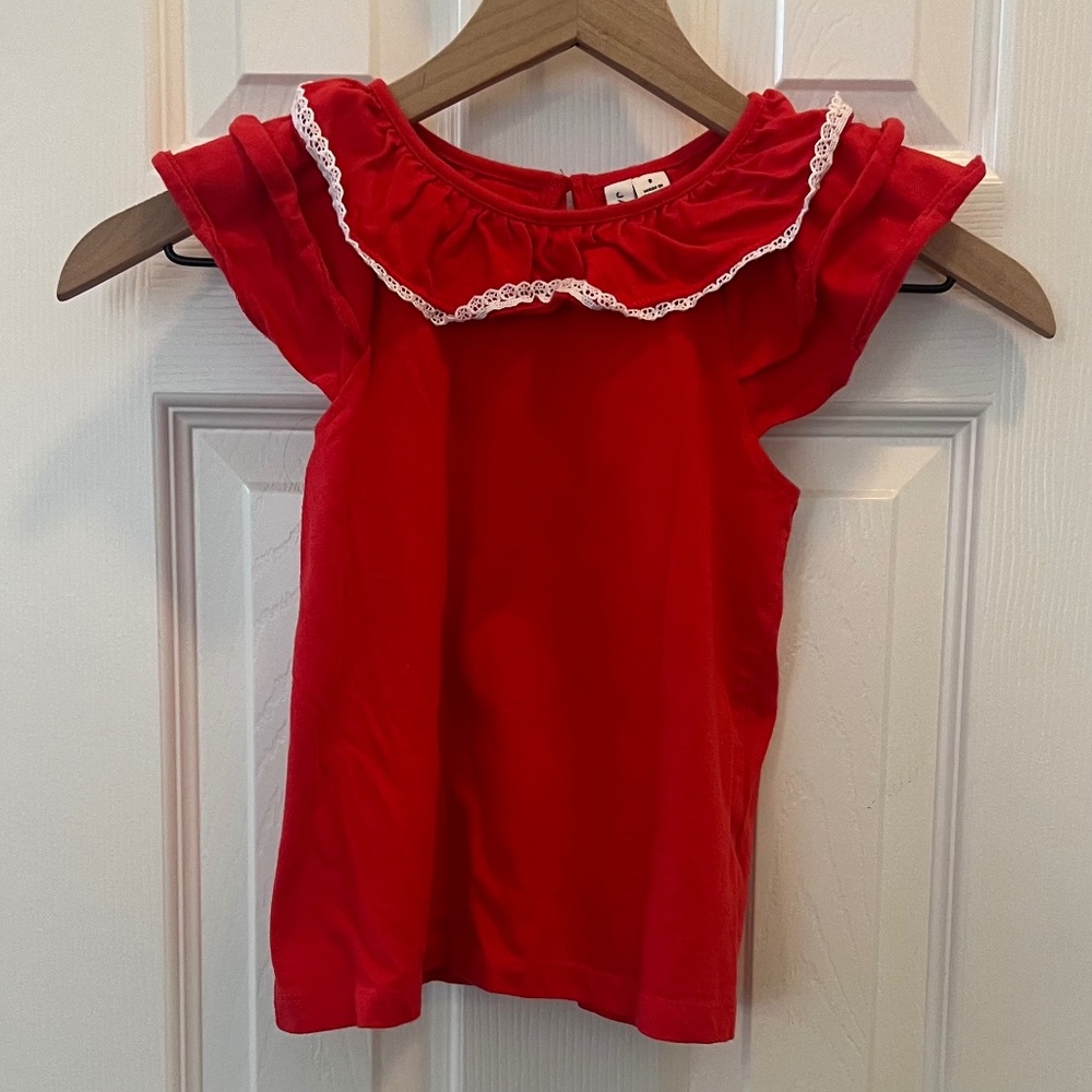 Janie and Jack 6y Red Ruffle Collar Top 6y